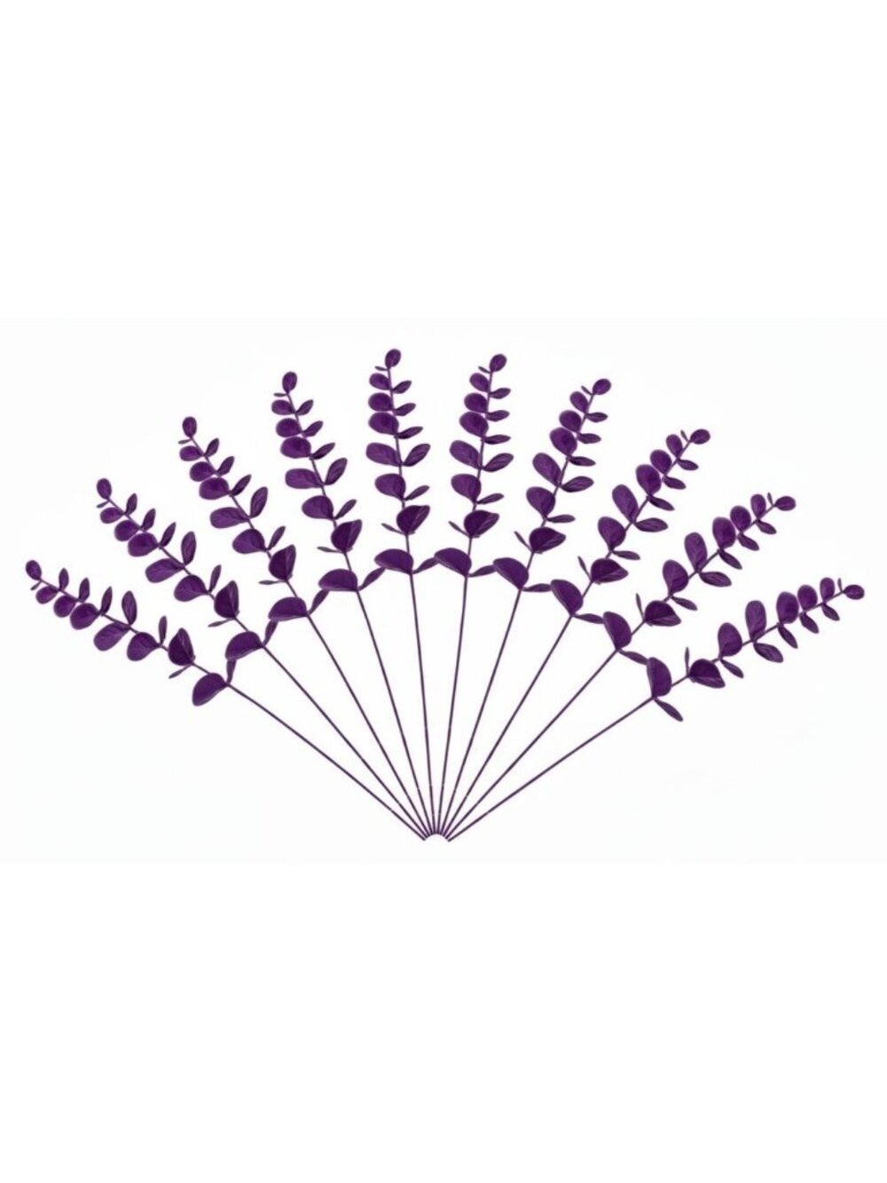 Plum Purple Eucalyptus Stems Set of 10, 14 Inch Burgundy Faux Greenery Picks for